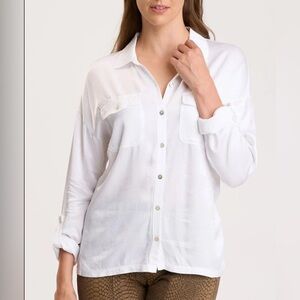 NWT XCVI Ludolf White Button Down Shirt, Size M